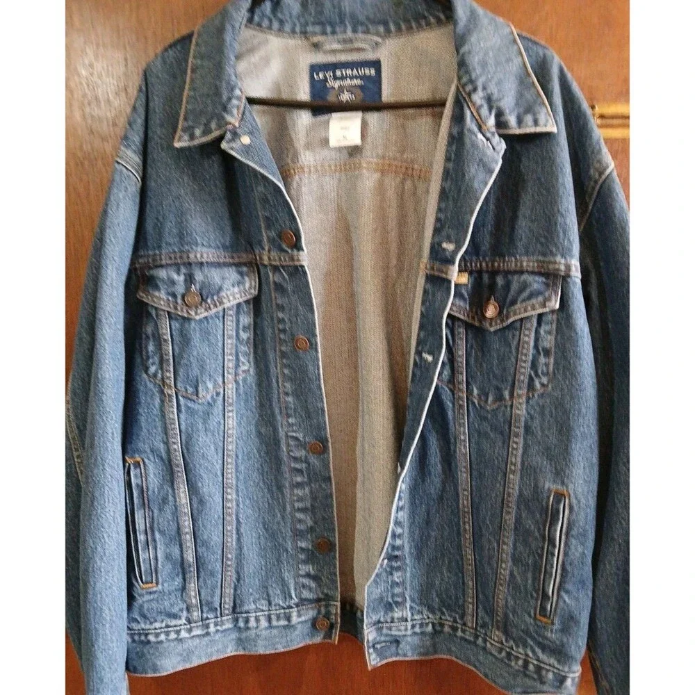 Levi Strauss Signature 1873 Men's Button-Up Denim Trucker Jean Jacket Blue XL